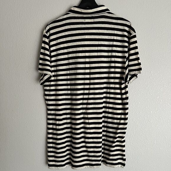 Todd Snyder Men’s Striped Polo Shirt Size XXL Cream / Black - Picture 3 of 6